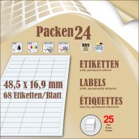 Schachtel(n) a 25 Blatt 48,5 x 16,9 mm Etiketten Packen24 selbstklebend A4 Verpackungseinheit (Schachteln): 1